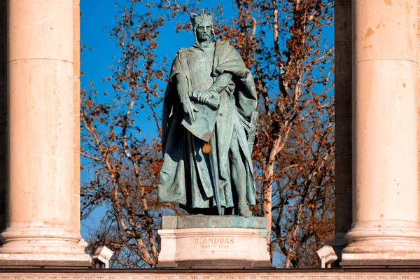 Statue Andrew Hungary Heroes Square Budapest Hungary — Stock Photo, Image