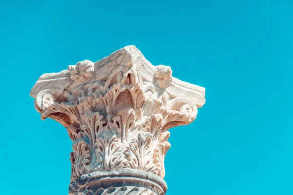 Dettaglio Una Colonna Romana Presso Sito Archeologico Dell Antica Kourion — Foto Stock