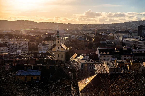 Wohnviertel Buda Bei Sonnenuntergang Budapest Ungarn — Stockfoto