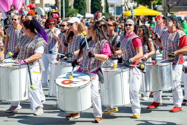 Limassol Cyprus March 2020 Group Drummers Limassol Carnival — 스톡 사진