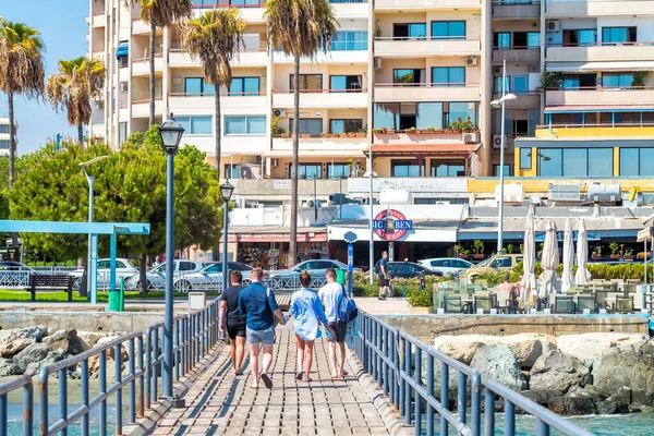 Limassol Cyprus Вересня 2018 Enaerios Seafront View Old Wooden Pier — стокове фото