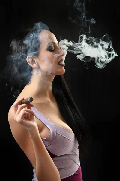 Chica Fumar un cigarro  . —  Fotos de Stock