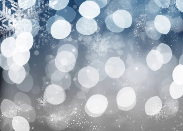 Blauer Urlaub abstrakter Hintergrund mit Sternen und Schneeflocken — Stockfoto