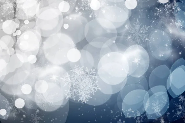 Blue holiday abstract background with stars and snowflakes — Stock Photo, Image