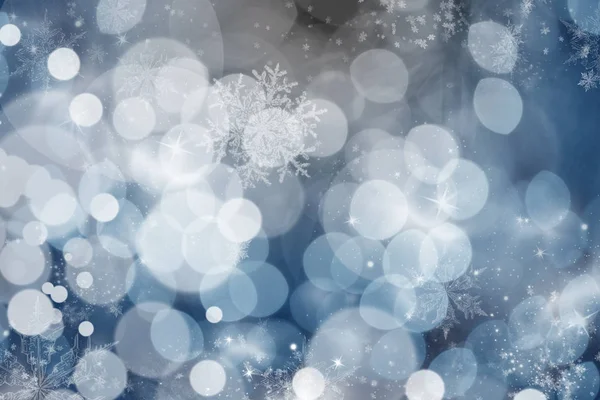 Blue holiday abstract background with stars and snowflakes — Stock Photo, Image