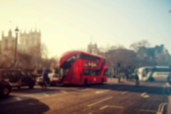 Double decker bus w Londynie ruchu — Zdjęcie stockowe