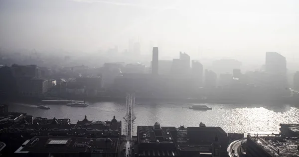 Aerial London view on a foggy day from St Paul's cathedral — Stock Photo, Image