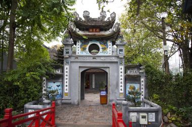 Travel in Ngoc Son Temple at Hanoi, Vietnam clipart