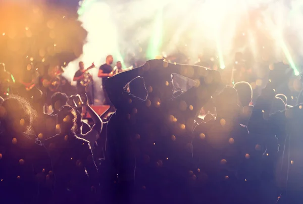 Animando a la multitud en un concierto — Foto de Stock