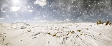 Dağlarda karlı yol