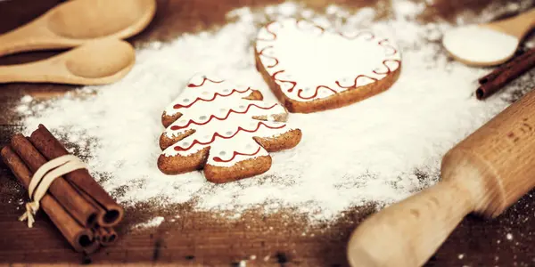 Perník cookie ingidients a mouky — Stock fotografie