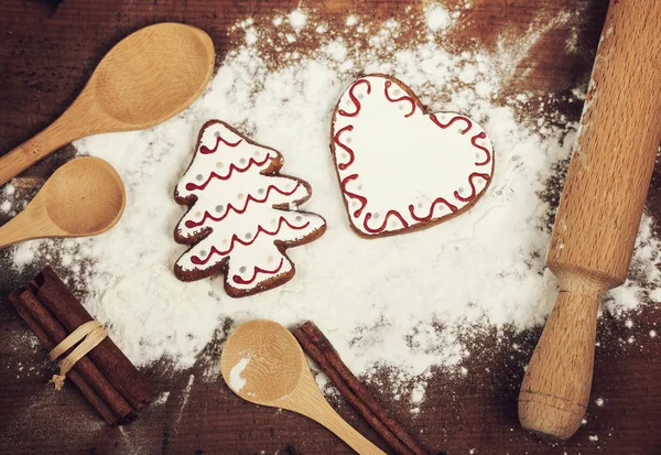 Perník cookie ingidients a mouky — Stock fotografie