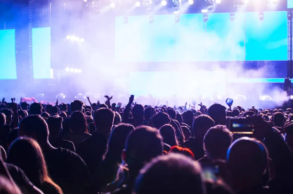 Multidão animadora em um concerto — Fotografia de Stock