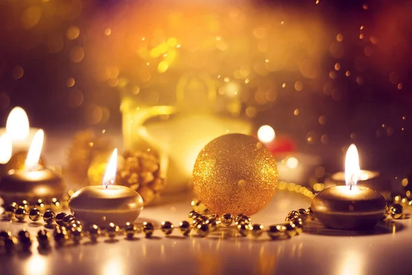 Sfondo vacanza con decorazioni natalizie — Foto Stock