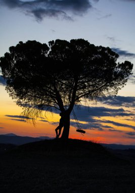 Lastik salıncakta oynarken kız