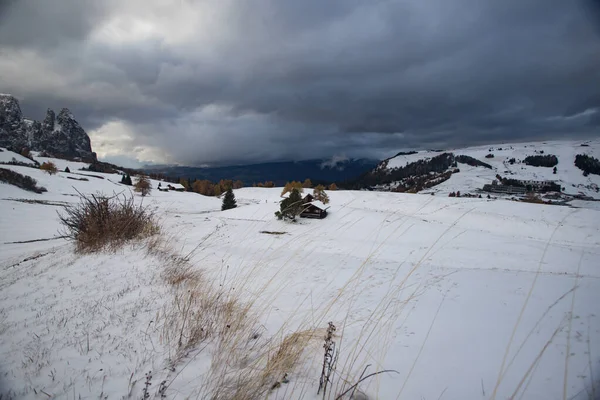 Alpe di Siusi w zimie, Dolomit, Włochy — Zdjęcie stockowe