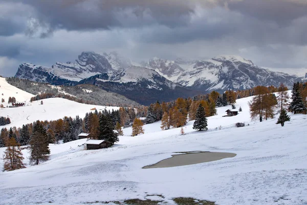 Kışın Alpe di Siusi. — Stok fotoğraf