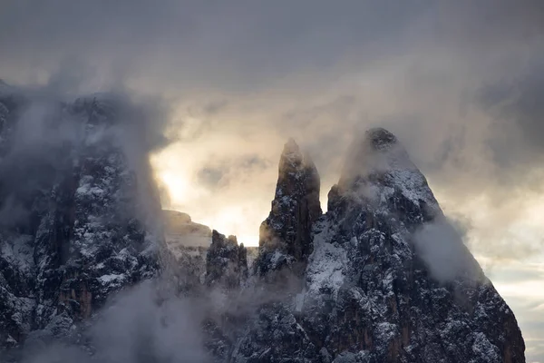 Alpe di Siusi w zimie, Dolomit, Włochy — Zdjęcie stockowe