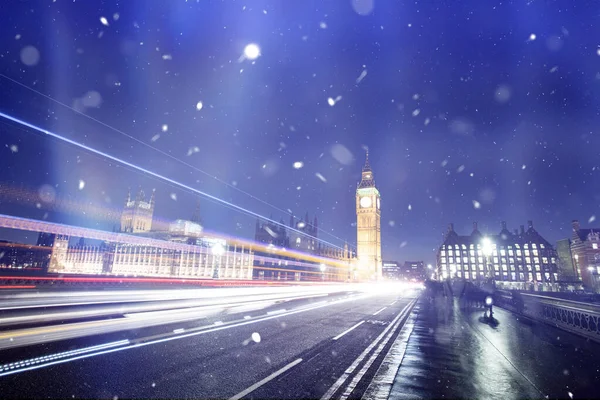 Sneeuwval in Londen in de winter. — Stockfoto