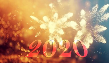2020 Havai fişeklerle mutlu yıllar.