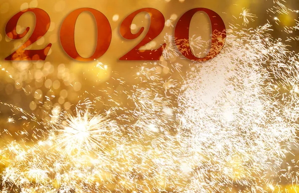 2020 Happy New Year with firework. — Stock Photo, Image