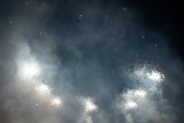 Celebrating New Year with fireworks — Stock Photo, Image