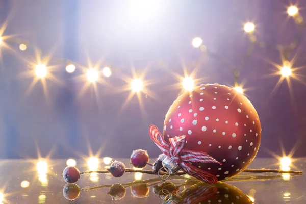Christmas balls on bokeh holiday background — Stock Photo, Image