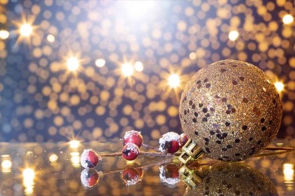 Christmas balls on bokeh holiday background — Stock Photo, Image