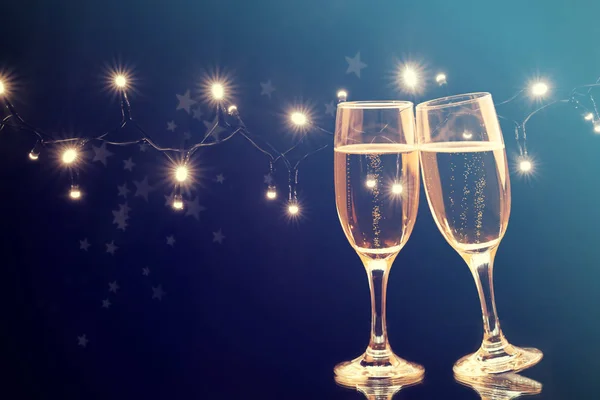 Nový rok se šampaňským. — Stock fotografie