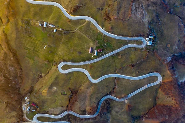 Beautiful curvy road drone view.