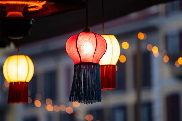 Colorful lamps with street lights. — Stock Photo, Image