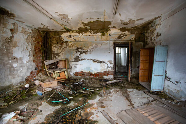 The ruins of the old industrial factory buildings