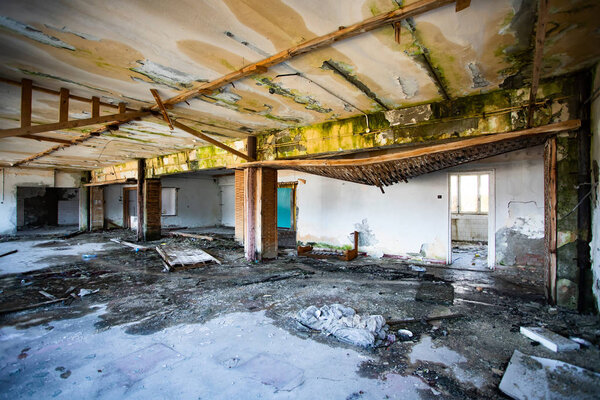 The ruins of the old industrial factory buildings