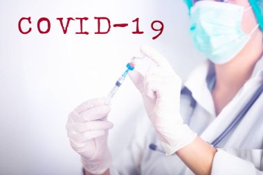 Coronavirus hastalığı için aşı - 2019-nCoV. Dünya çapında salgın, tehlikeli virüs, bakteri konsepti.