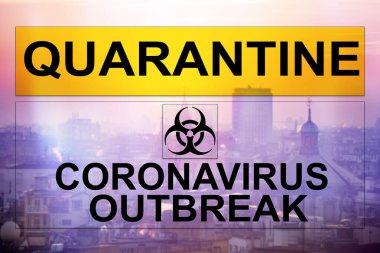 İtalya, Milano 'da Coronavirus. Milano üzerinde karantina işareti. Coronavirus Covid-19 dünya salgını kavramı.. 