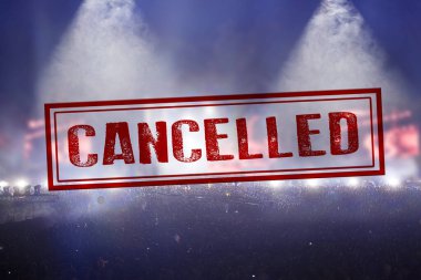 Coronavirüs salgınlarını önlemek için konser veya diğer etkinlikler iptal edildi, Covid-19 konsepti.