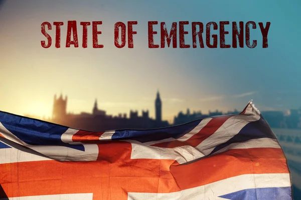 Concept of UK state of emergency, national lockdown due to coronavirus crisis