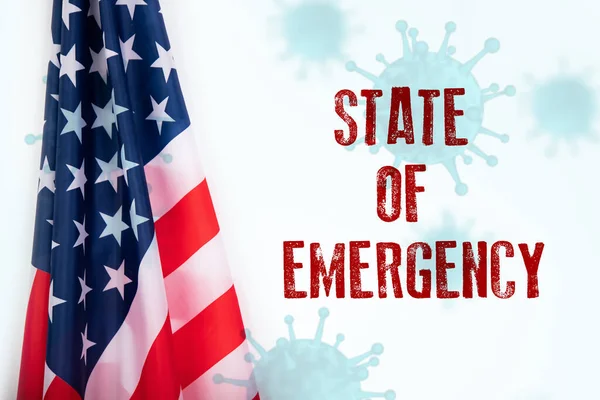Concept of USA state of emergency, national lockdown due to coronavirus crisis