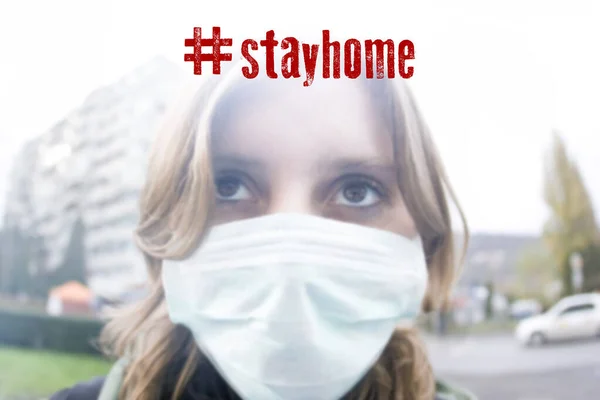 Otthon Marad Önkaranténnal Hogy Segítsen Járvány Lelassításában Koronavírus Terjedésének Védelmében — Stock Fotó