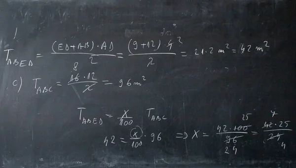 Blackboard Inscribed Scientific Formulas Calculations Mathematics Science Education Background — Stock Photo, Image