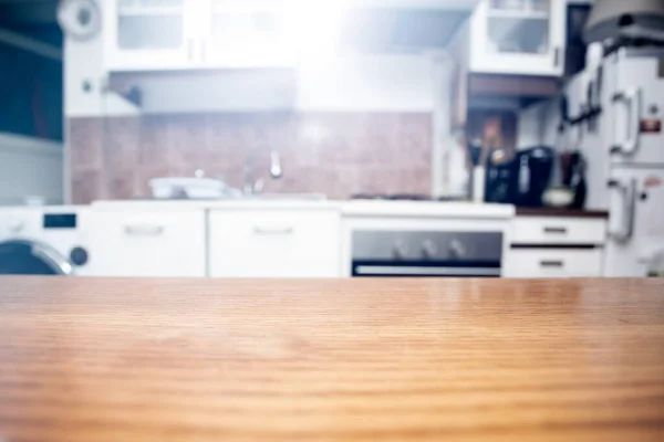 Piano Legno Sfondo Sfocato Della Stanza Cucina — Foto Stock