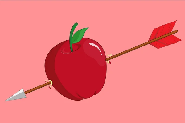 Una mela colpita da frecce — Vettoriale Stock