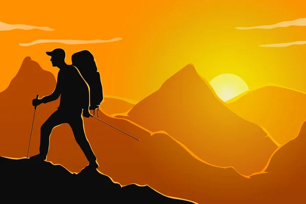 Hiking man vector — Stock Vector