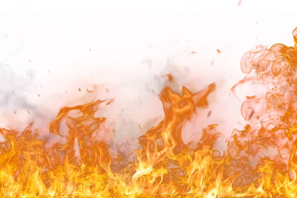 Beyaz arkaplanda yangın alevleri — Stok fotoğraf