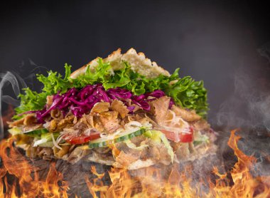 kebap sandviç yakın çekim.