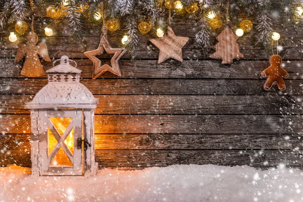 Decoración de Navidad sobre fondo de madera — Foto de Stock