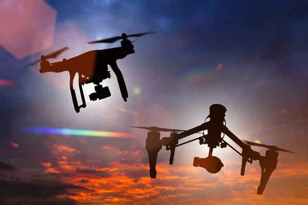 Drone quad copter flying. — Stock Photo, Image