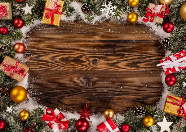 Décoration de Noël sur fond en bois — Photo