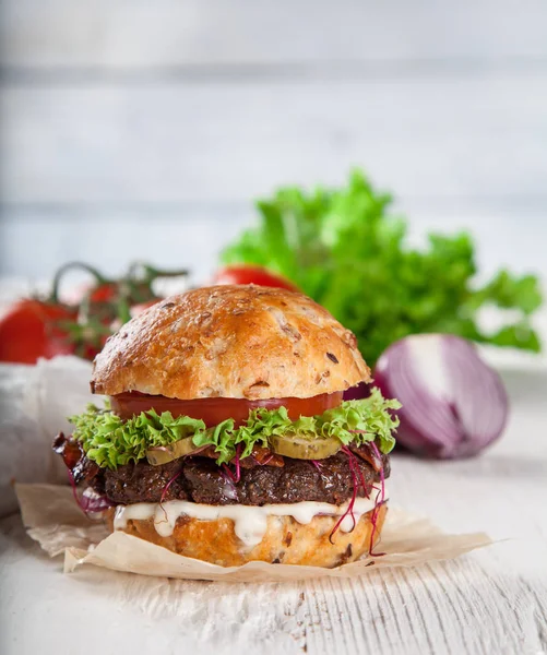 Finom házi hamburgert — Stock Fotó