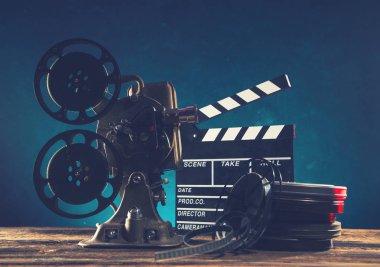 Eski stil film projektör, yakın çekim.